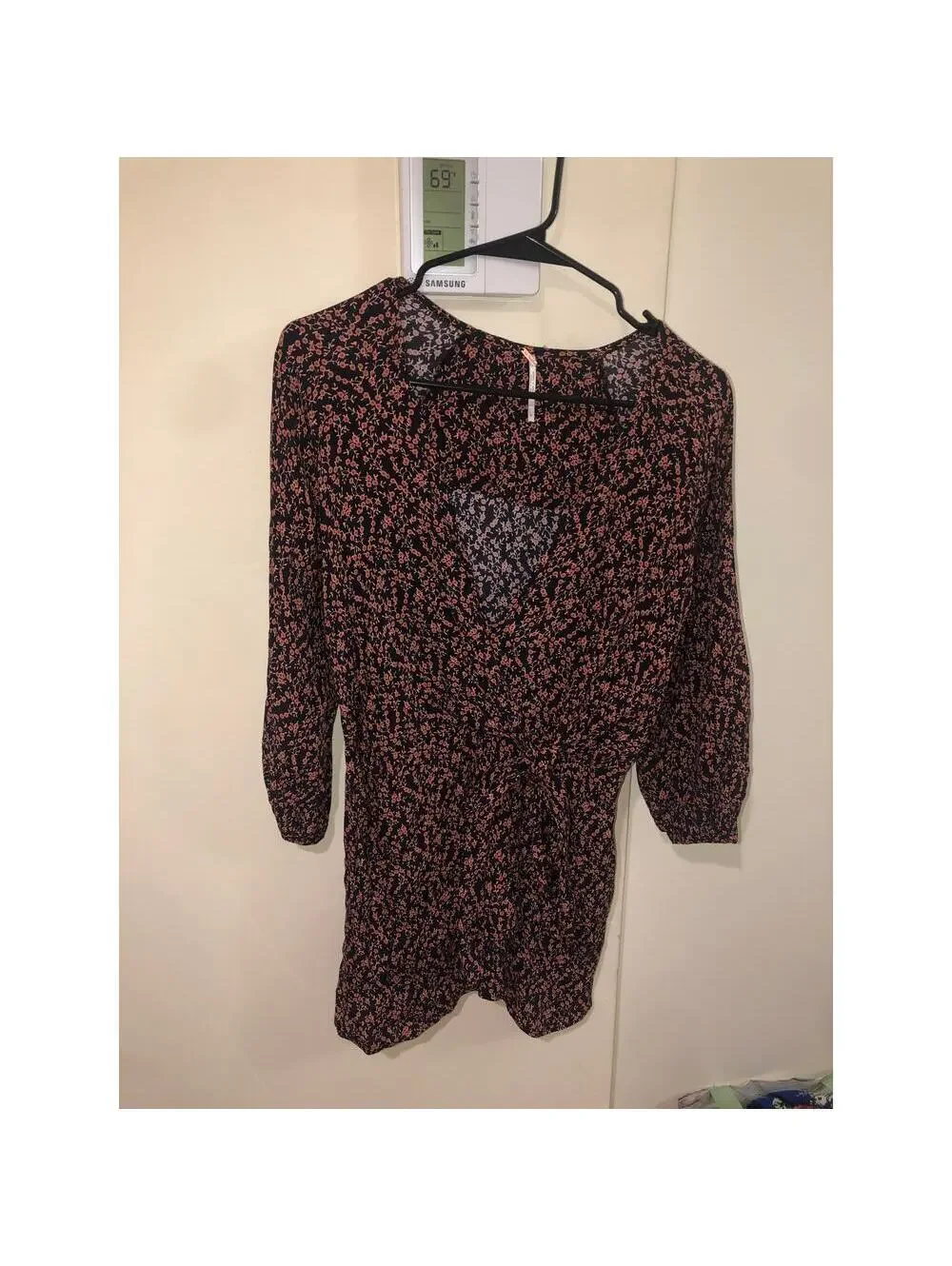 Free People EUC Women's Black Blush Clara Floral Tunic Size Small